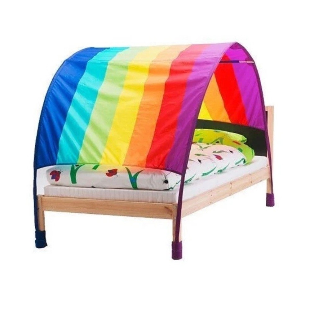 VTG Y2K Retired Ikea MURMEL Rainbow Pattern Toddler Crib Bed Tent Canopy